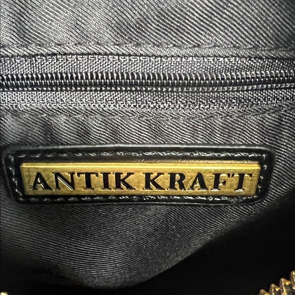 Antik Kraft |  Black Faux Leather Shoulder Bag - Picture 6 of 10